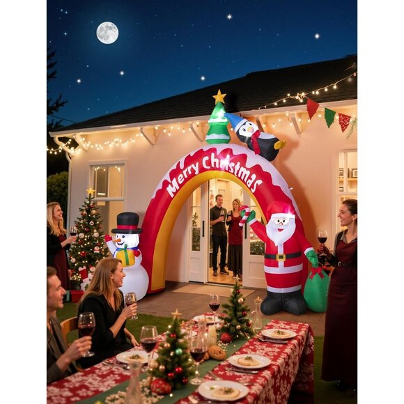 🆕10FT Christmas Inflatables Snowman&Santa Archway Blow Up Outdoor Decorations - Picture 9 of 9